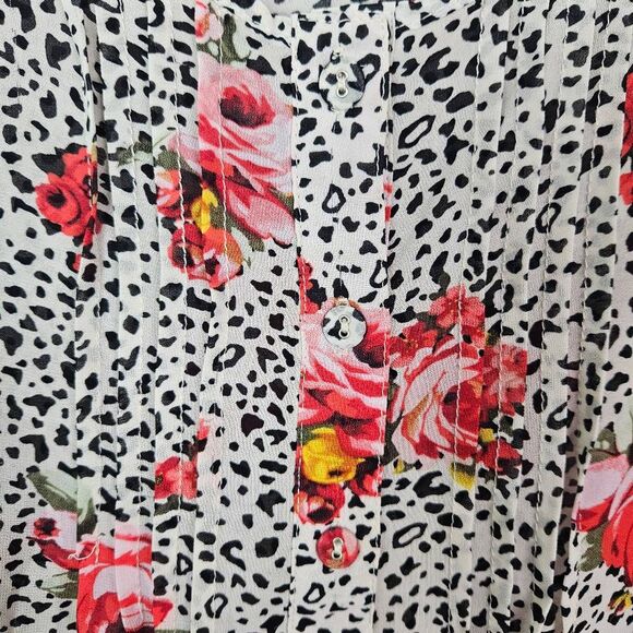 TORRID Rockabilly Lightweight Semi Sheer Leopard Print Rose Floral Tank Top 2 L - Picture 2 of 6